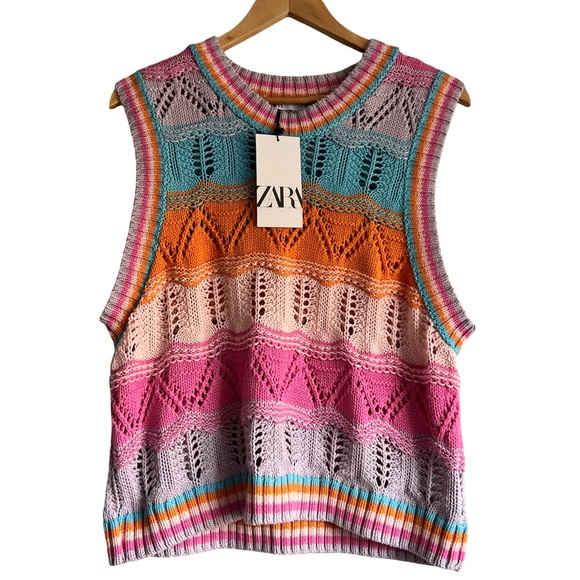 Zara Tops - NWT Zara Chunky Knit Sleeveless Sweater Multicolor
